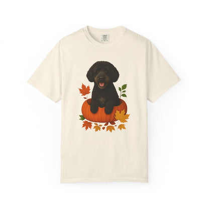 Black Portuguese Water Dog Pumpkin Shirt, Fall Comfort Colors 1717 Tee for Dog Lovers