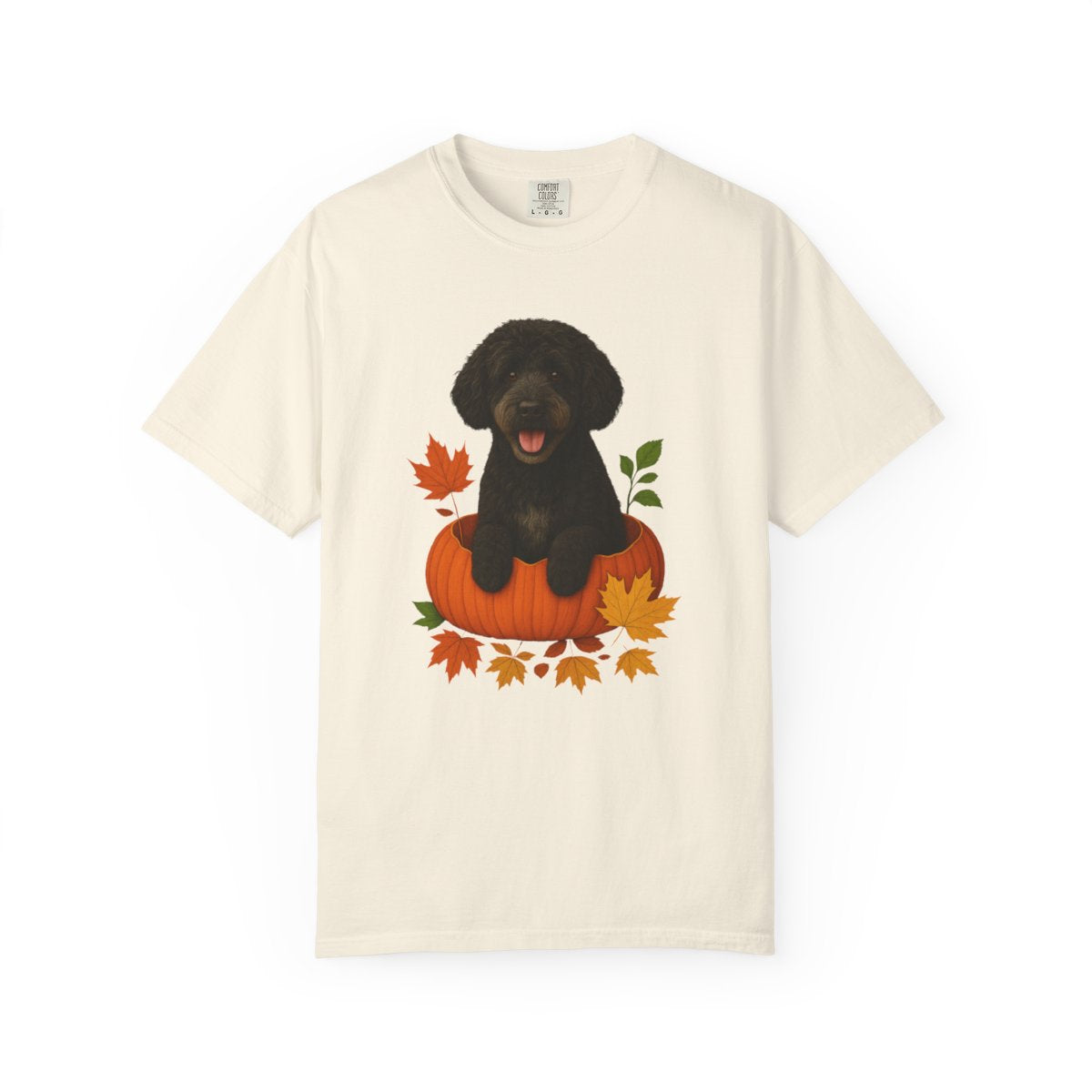 Black Portuguese Water Dog Pumpkin Shirt, Fall Comfort Colors 1717 Tee for Dog Lovers