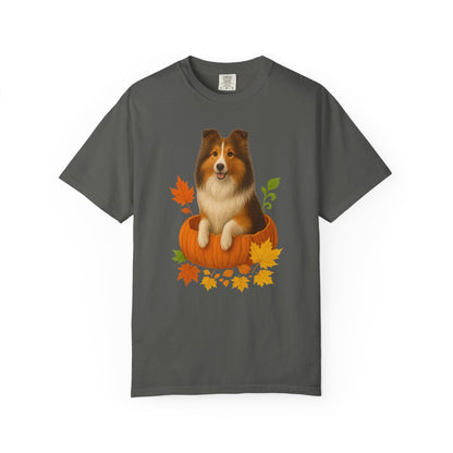Shetland Sheepdog Pumpkin Shirt, Cute Fall Dog Lover T-Shirt for Sheltie Fans