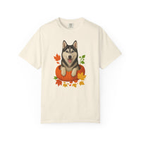 Load image into Gallery viewer, Husky Pumpkin Shirt, Cute Fall Dog Lover Tee with Siberian Husky and Autumn Leaves
