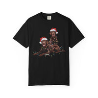 Load image into Gallery viewer, Chocolate Labrador Christmas Shirt, Dog Santa Hat Tee, Festive Holiday Apparel, Gift for Dog Lovers, Labrador Retriever Art
