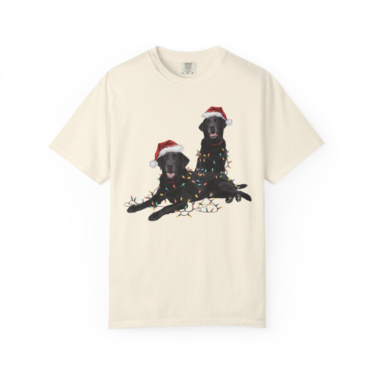 Festive Holiday Christmas Dog Shirt, Santa Hat Labrador Tee, Holiday Lights Dog Lovers Shirt, Christmas Gift for Dog Mom