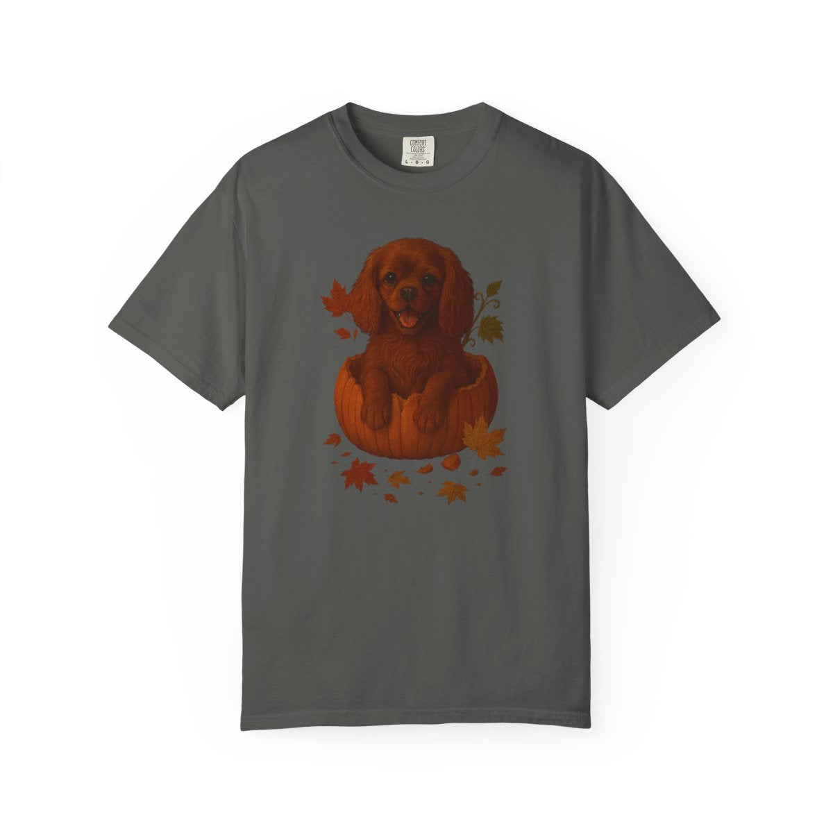 Ruby Cavalier King Charles in Pumpkin Fall Shirt, Cute Autumn Dog Tee for Spaniel Lovers