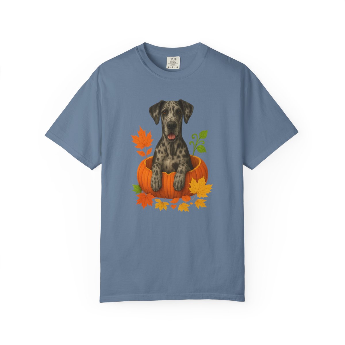 Merle Great Dane Pumpkin Shirt, Fall Dog Lover Tee on Comfort Colors 1717
