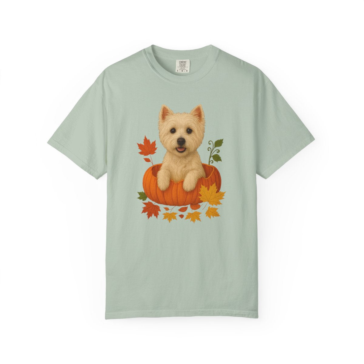 Westie Pumpkin Shirt, Cute Fall Dog Lover Tee Featuring West Highland White Terrier