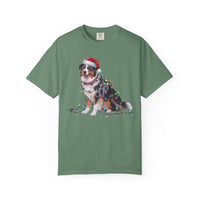 Load image into Gallery viewer, Australian Shepherd Christmas Lights Dog Shirt, Festive Aussie Holiday Tee for Dog Lovers
