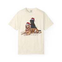 Load image into Gallery viewer, Festive Holiday Christmas Dog Shirt, Santa Hat Labrador Tee, Labrador Golden Retriever Shirt, Christmas Gift for Dog Lovers
