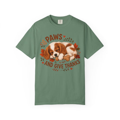 Blenheim Cavalier Thanksgiving Shirt, Paws Give Thanks Tee, Fall Cavalier Dog Lover Gift