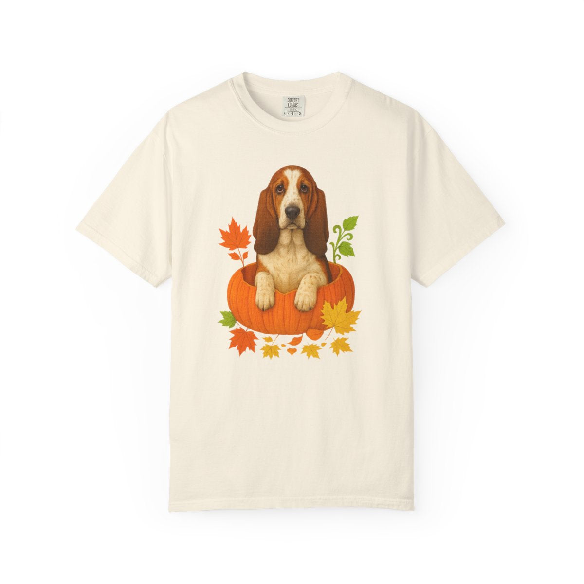 Basset Hound in Pumpkin Fall Shirt, Cute Autumn Dog Tee for Basset Lovers