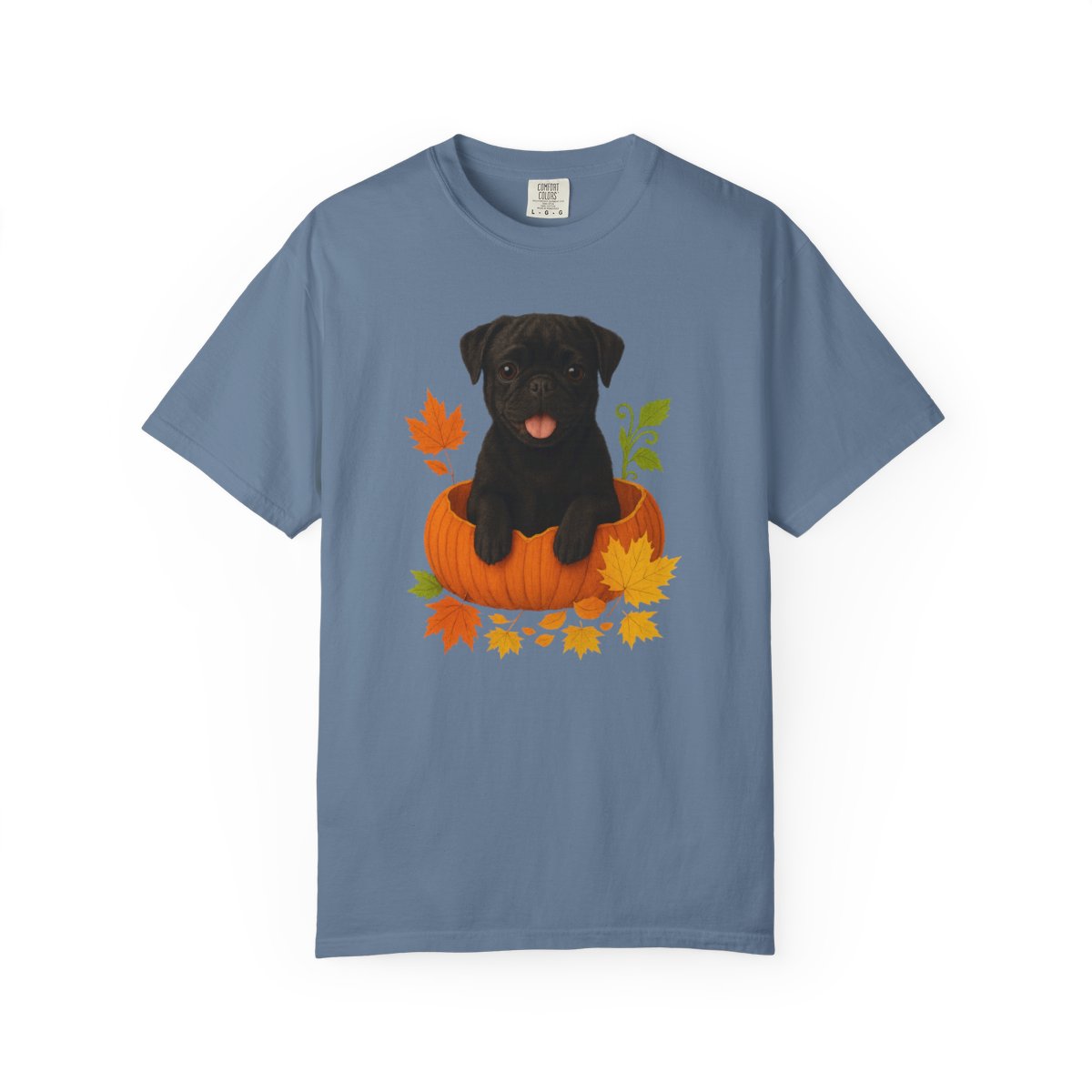 Black Pug in Pumpkin Fall Shirt, Cute Autumn Dog Tee for Pug Moms and Dog Lovers