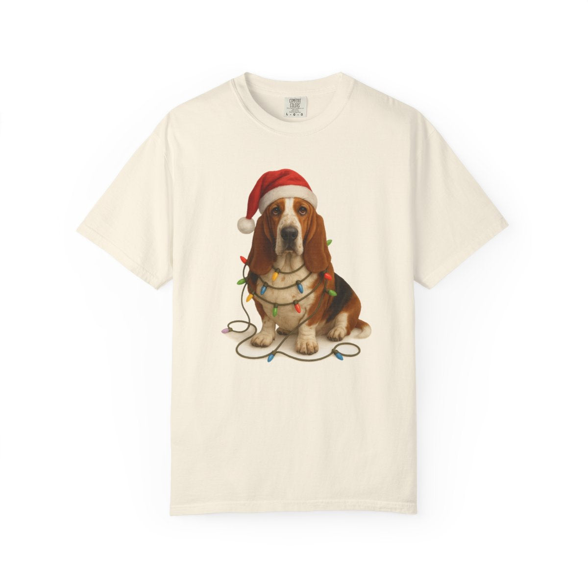 Basset Hound Christmas Lights Shirt, Festive Holiday Tee for Dog Moms & Dads
