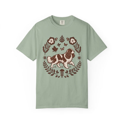 Blenheim Cavalier Comfort Colors Shirt, Folk Art King Charles Spaniel Tee, Dog Gift
