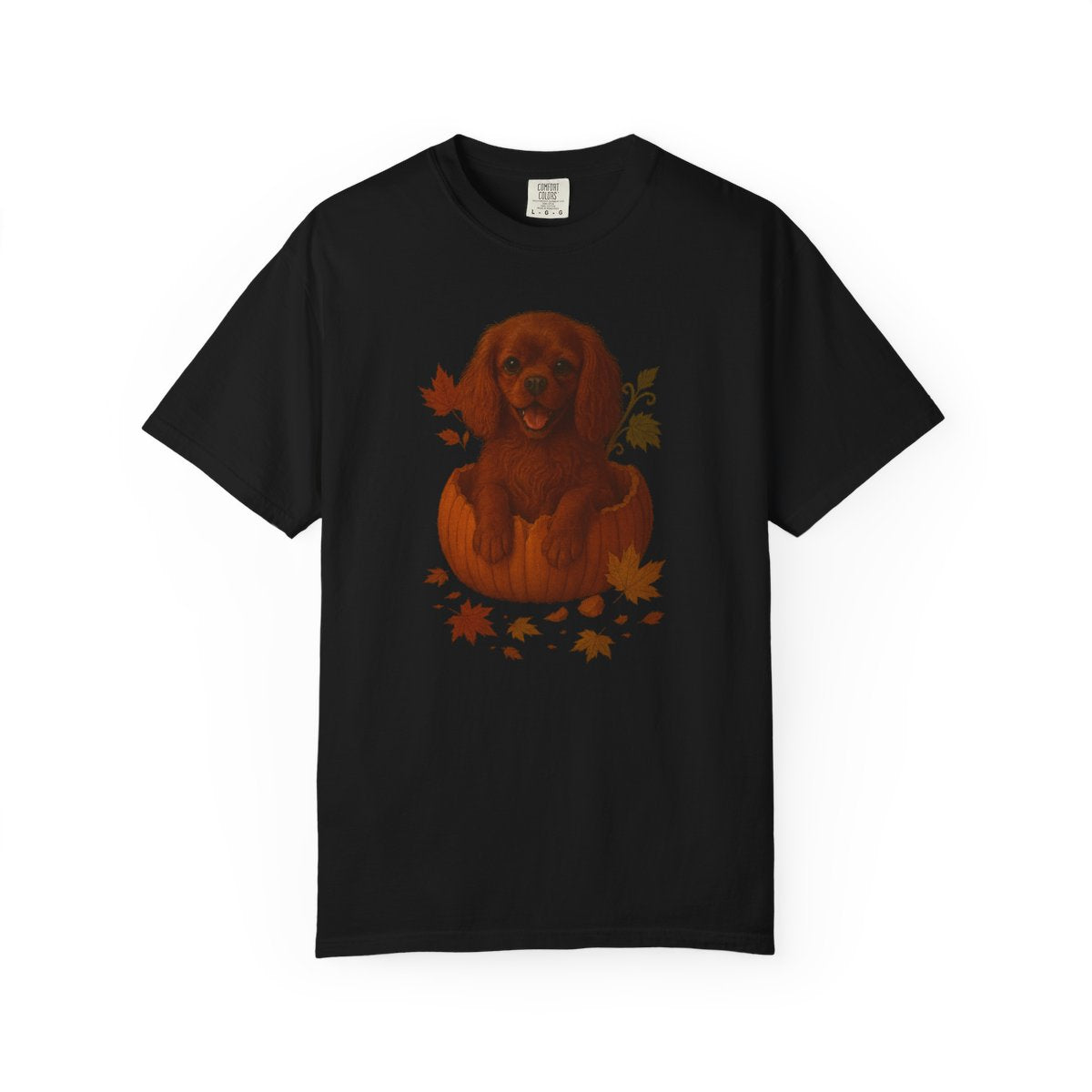 Ruby Cavalier King Charles in Pumpkin Fall Shirt, Cute Autumn Dog Tee for Spaniel Lovers