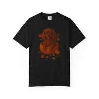 Load image into Gallery viewer, Ruby Cavalier King Charles in Pumpkin Fall Shirt, Cute Autumn Dog Tee for Spaniel Lovers
