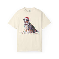 Load image into Gallery viewer, Australian Shepherd Christmas Lights Dog Shirt, Festive Aussie Holiday Tee for Dog Lovers
