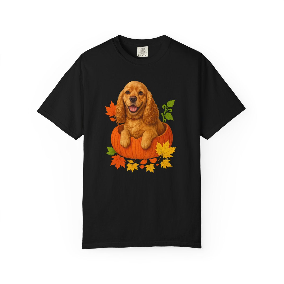 Cocker Spaniel in Pumpkin Fall Shirt, Cute Autumn Dog Tee for Cocker Lovers