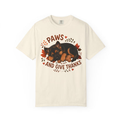 German Shepherd Thanksgiving Shirt, Paws Give Thanks Tee, Fall German Shepherd Lover Gift
