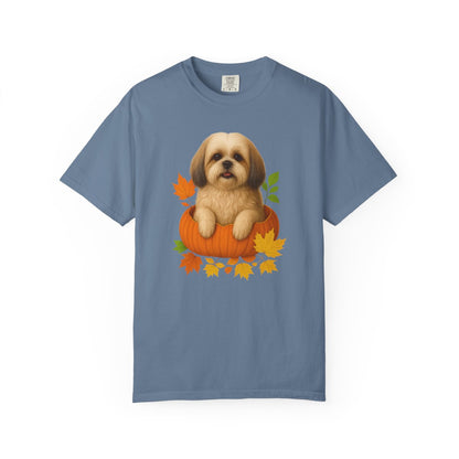 Shih Tzu Pumpkin Shirt, Cute Fall Dog Lover Tee on Comfort Colors 1717