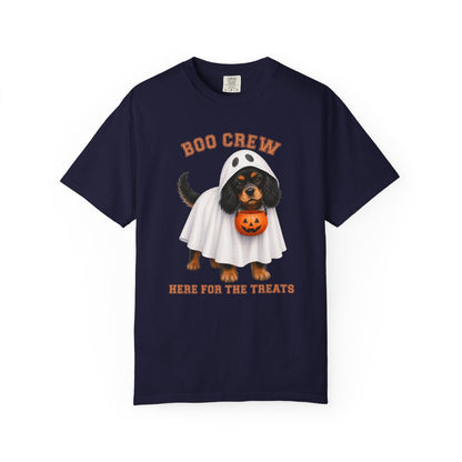 Black & Tan Cavalier Boo Crew Halloween Shirt, Here for the Treats Dog Mom Tee
