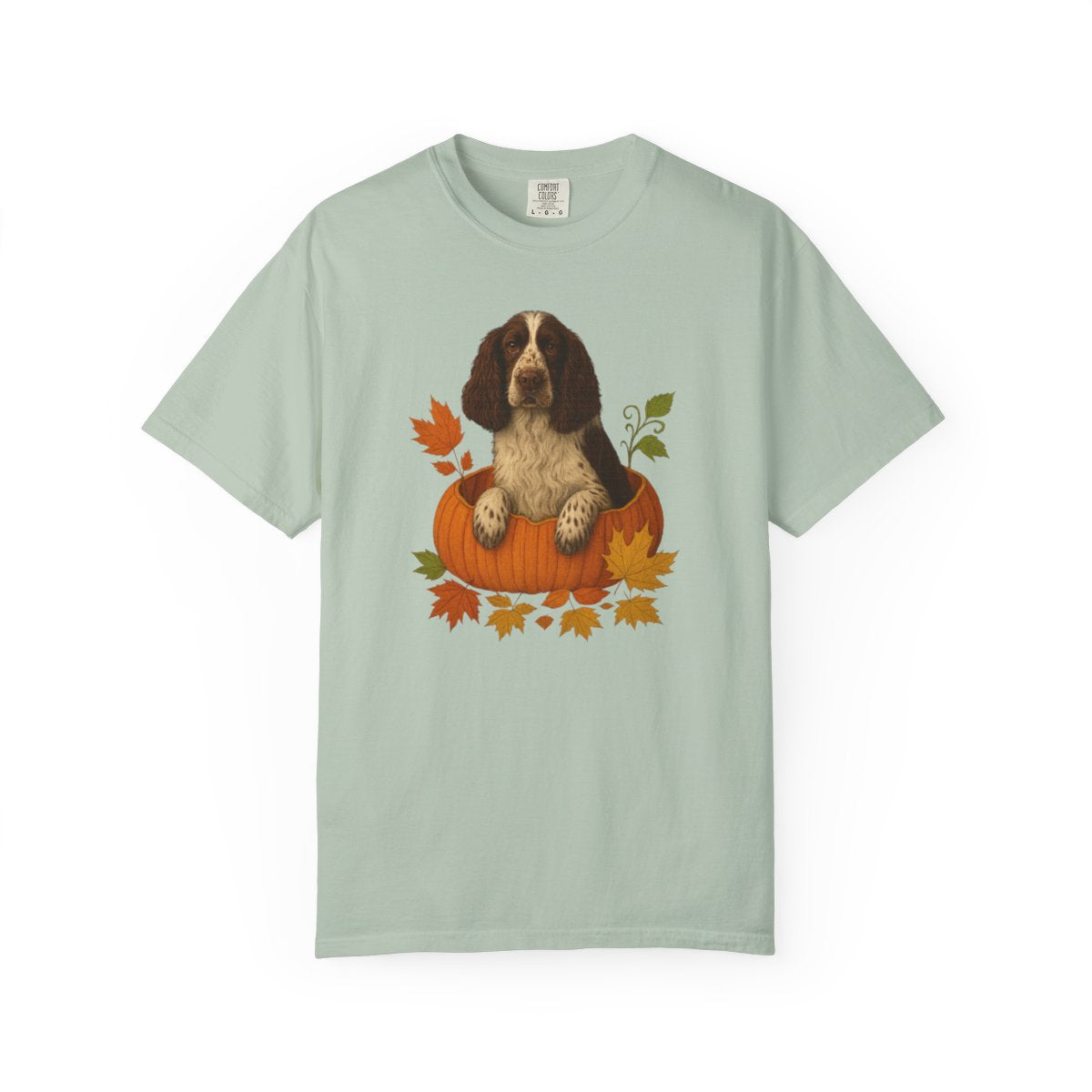 English Springer Spaniel in Pumpkin Fall Shirt, Cute Autumn Dog Tee for Spaniel Lovers