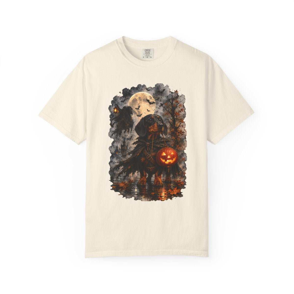 Black & Tan Dachshund Headless Horseman Inspired Halloween Comfort Colors Shirt