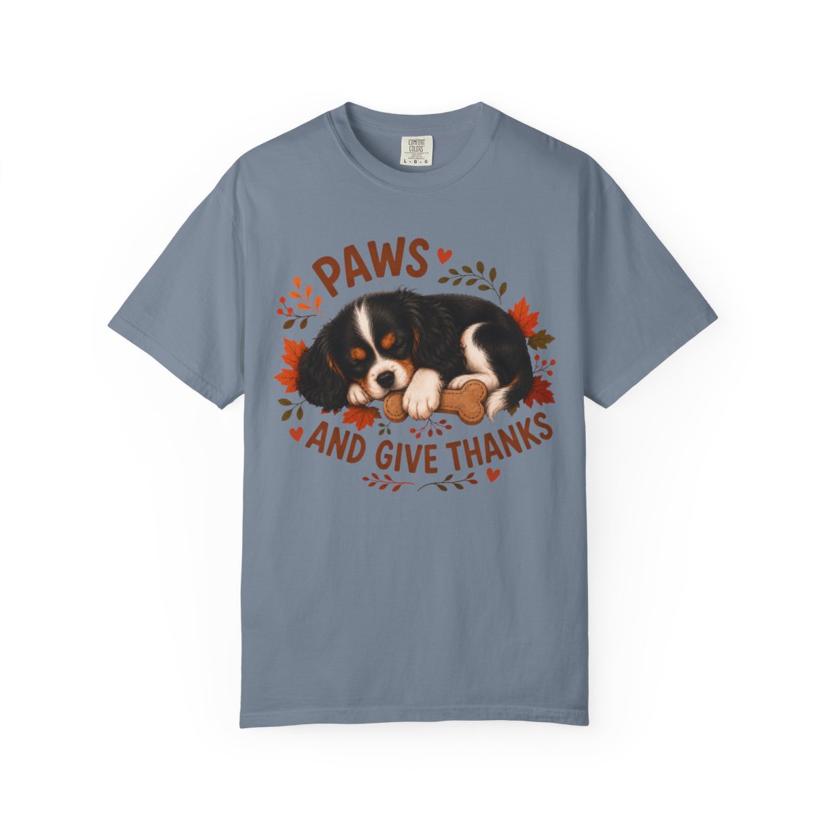 Tricolor Cavalier Thanksgiving Shirt, Paws Give Thanks Tee, Fall Cavalier Dog Lover Gift