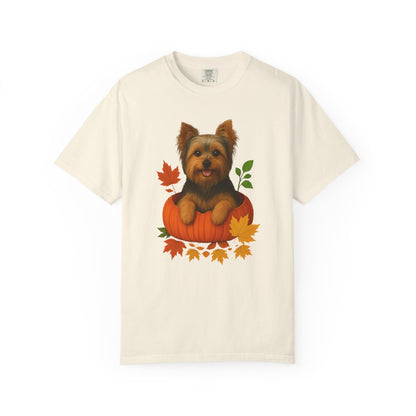 Yorkshire Terrier Pumpkin Shirt, Cute Fall Dog Lover Tee on Comfort Colors 1717