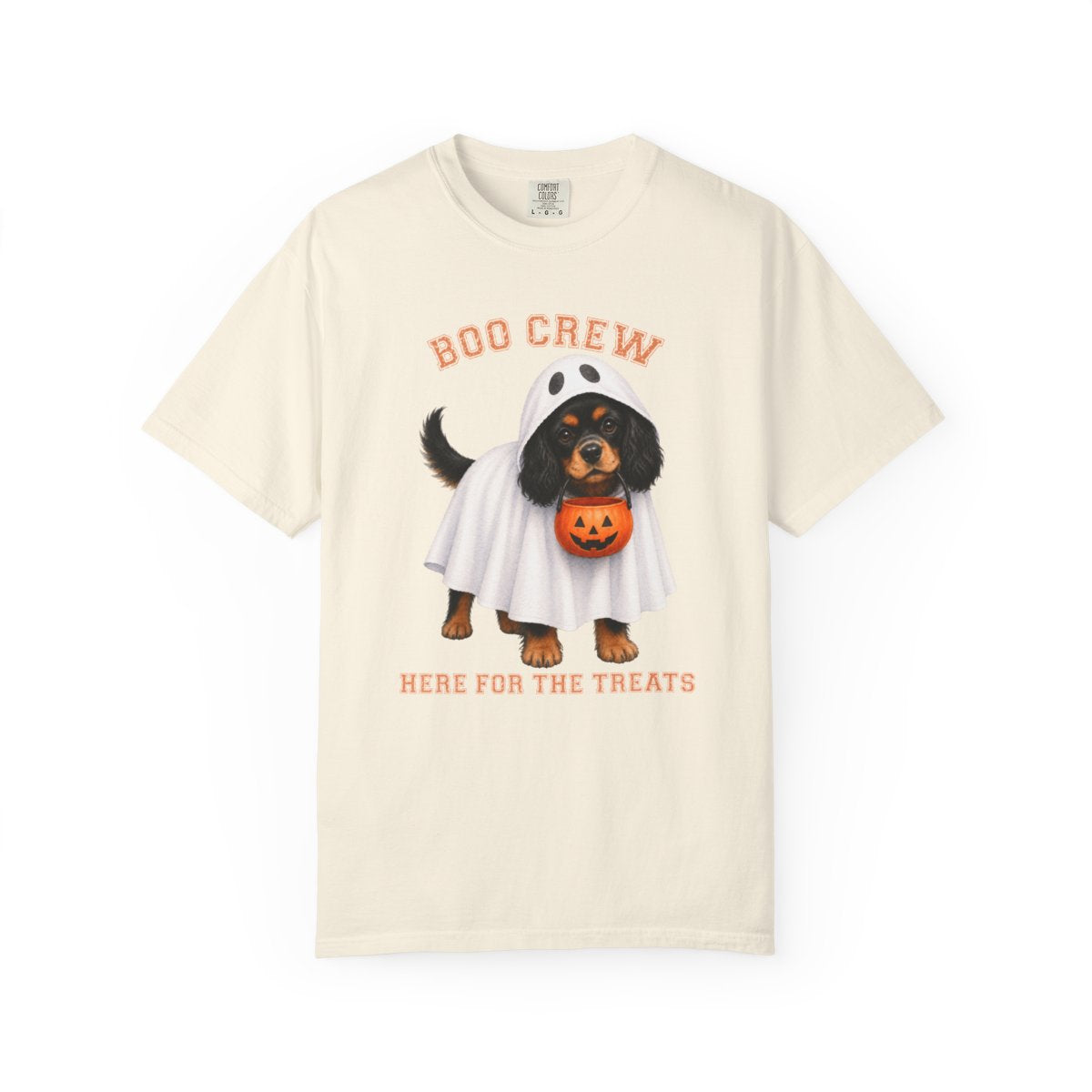 Black & Tan Cavalier Boo Crew Halloween Shirt, Here for the Treats Dog Mom Tee