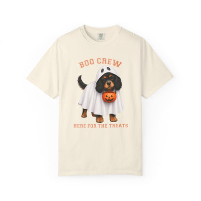 Black & Tan Cavalier Boo Crew Halloween Shirt, Here for the Treats Dog Mom Tee