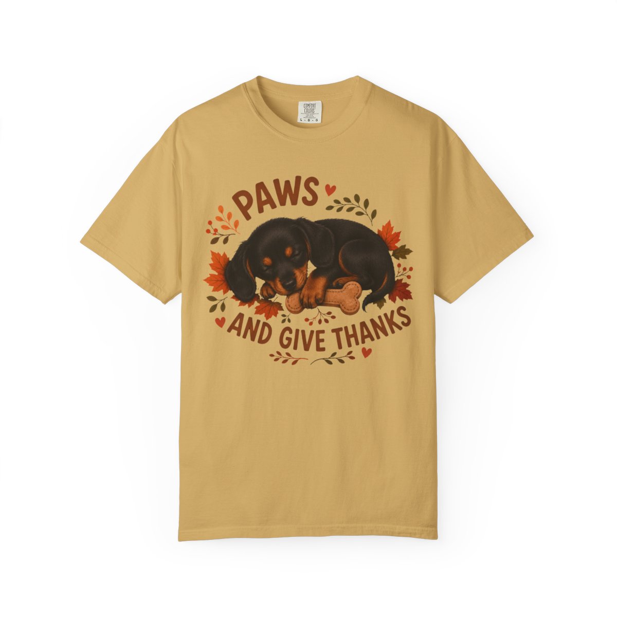 Black and Tan Dachshund Thanksgiving Shirt, Paws Give Thanks Tee, Fall Doxie Lover Gift