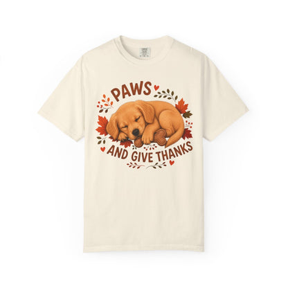 Golden Retriever Thanksgiving Shirt, Paws Give Thanks Tee, Fall Golden Retriever Lover Gift