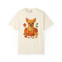 Load image into Gallery viewer, Tan Chihuahua in Pumpkin Fall Shirt, Cute Autumn Dog Tee for Chihuahua Moms
