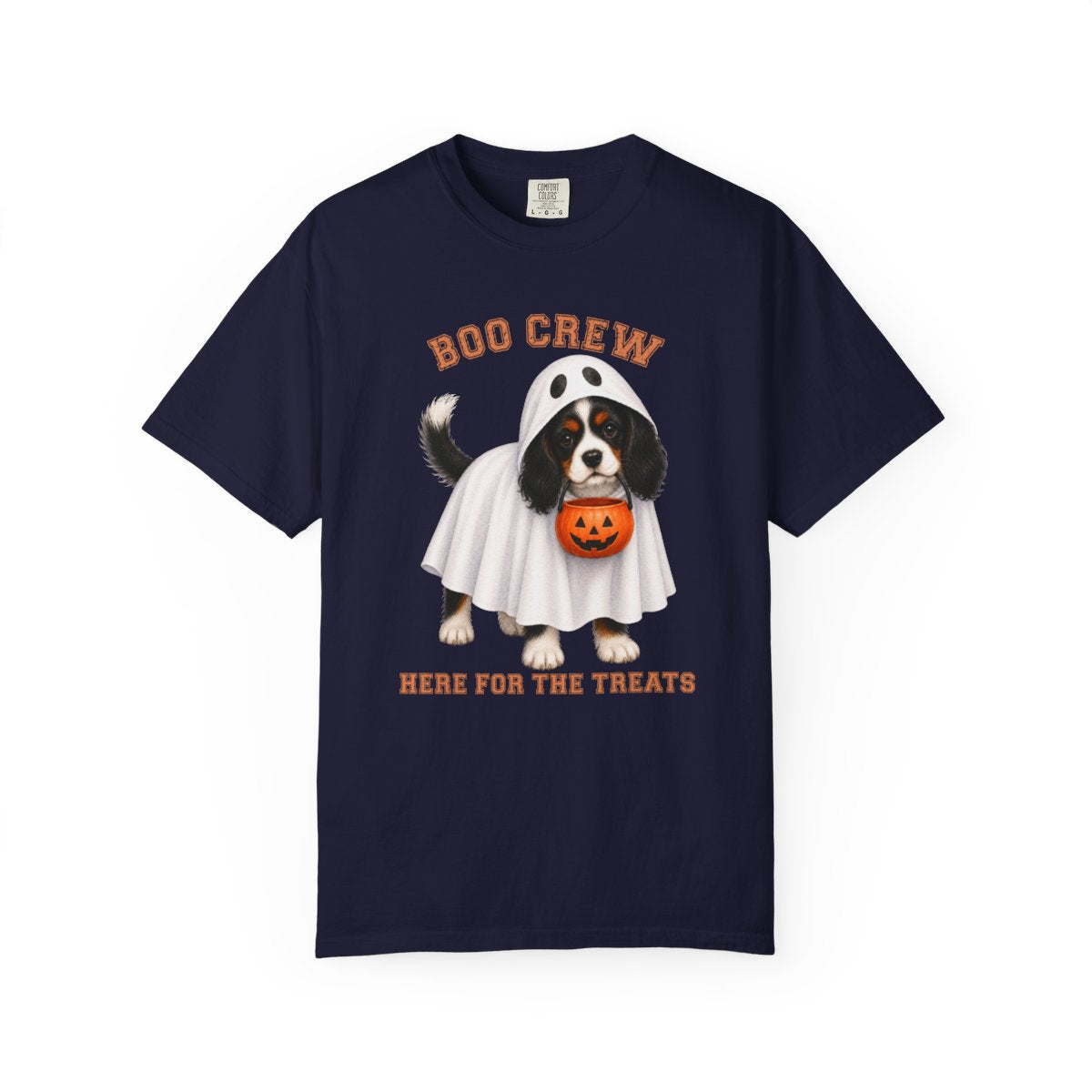 Tricolor Cavalier Boo Crew Halloween Shirt, Here for the Treats Dog Mom Tee