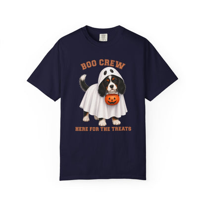 Tricolor Cavalier Boo Crew Halloween Shirt, Here for the Treats Dog Mom Tee