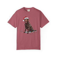Load image into Gallery viewer, Christmas Chocolate Labrador Shirt, Christmas Lights Dog Tee, Christmas Dog, Lab Mom Tee, Gift for Dog Lover, Chocolate Lab
