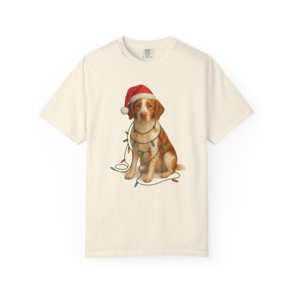 Brittany Spaniel Christmas Lights Shirt, Festive Holiday Tee for Bird Dog Fans
