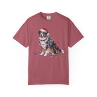 Load image into Gallery viewer, Australian Shepherd Christmas Lights Dog Shirt, Festive Aussie Holiday Tee for Dog Lovers
