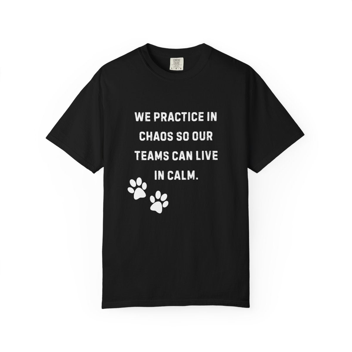 Dog Training Shirt – We Practice in Chaos So Our Teams Can Live in Calm Tee