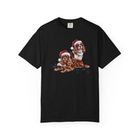 Load image into Gallery viewer, Cavalier King Charles Spaniel Christmas Shirt, Ruby and Blenheim Spaniel Gift, Dog Santa Hat Tee, Festive Holiday Dog Art
