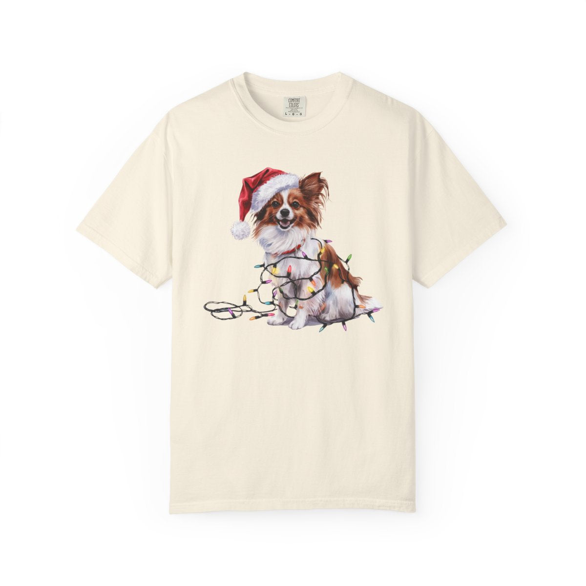 Papillon Christmas Lights Shirt, Festive Holiday Tee for Small Dog Lovers