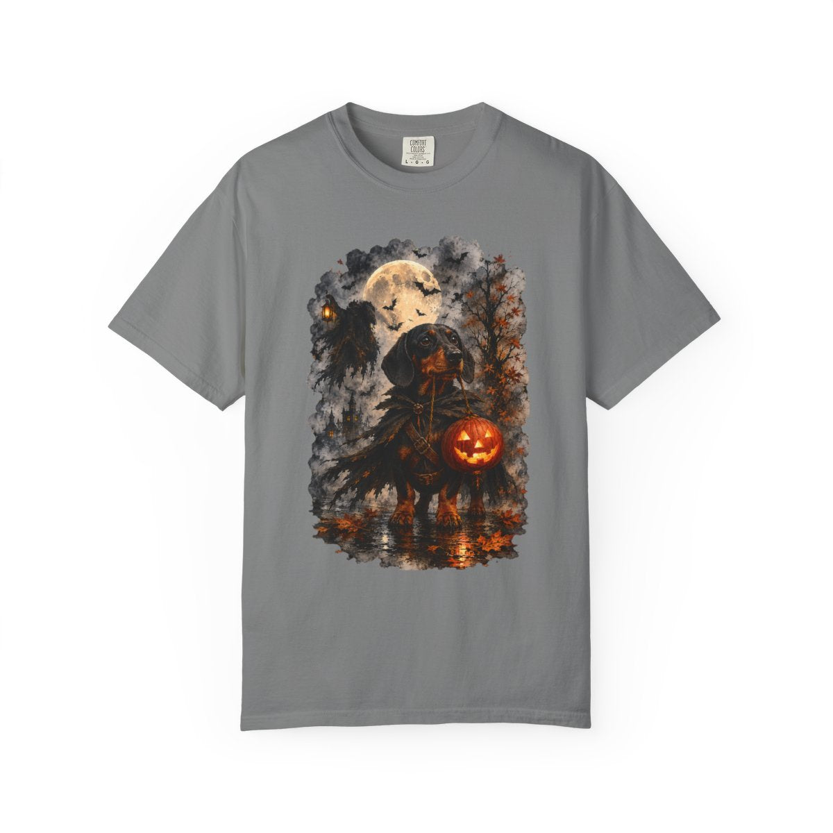 Black & Tan Dachshund Headless Horseman Inspired Halloween Comfort Colors Shirt