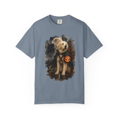 English Cream Golden Retriever Headless Horseman Inspired Halloween Comfort Colors Shirt