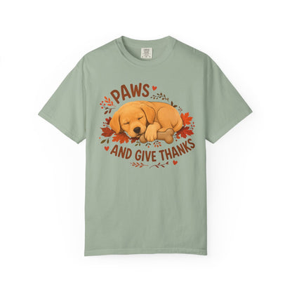 Yellow Lab Thanksgiving Shirt, Paws Give Thanks Tee, Fall Labrador Retriever Lover Gift