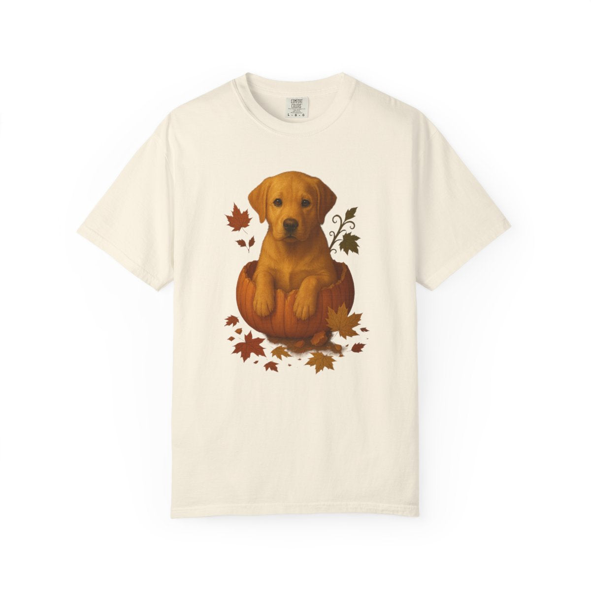 Yellow Lab in Pumpkin Fall Dog Lover Shirt, Cute Autumn Labrador Tee for Dog Moms