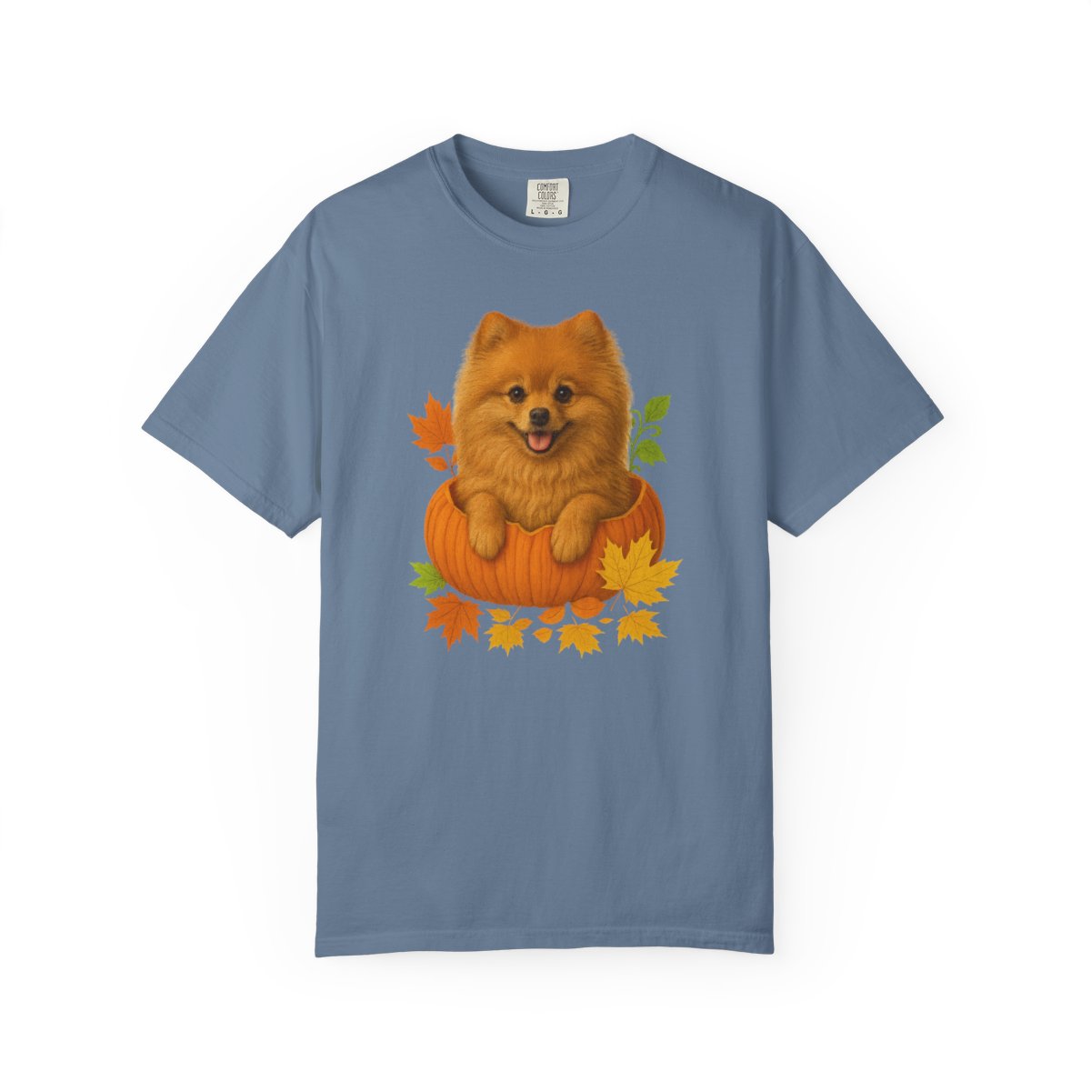 Pomeranian in Pumpkin Fall Shirt, Cute Autumn Dog Tee for Pomeranian Lovers