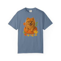 Load image into Gallery viewer, Pomeranian in Pumpkin Fall Shirt, Cute Autumn Dog Tee for Pomeranian Lovers
