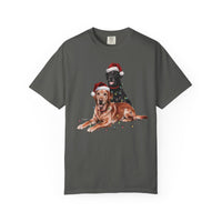 Load image into Gallery viewer, Black and Red Fox Labrador Christmas Shirt, Festive Dog Santa Hat Tee, Holiday Apparel Gift, Labrador Retriever Art Lovers
