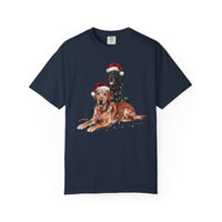 Load image into Gallery viewer, Black and Red Fox Labrador Christmas Shirt, Festive Dog Santa Hat Tee, Holiday Apparel Gift, Labrador Retriever Art Lovers
