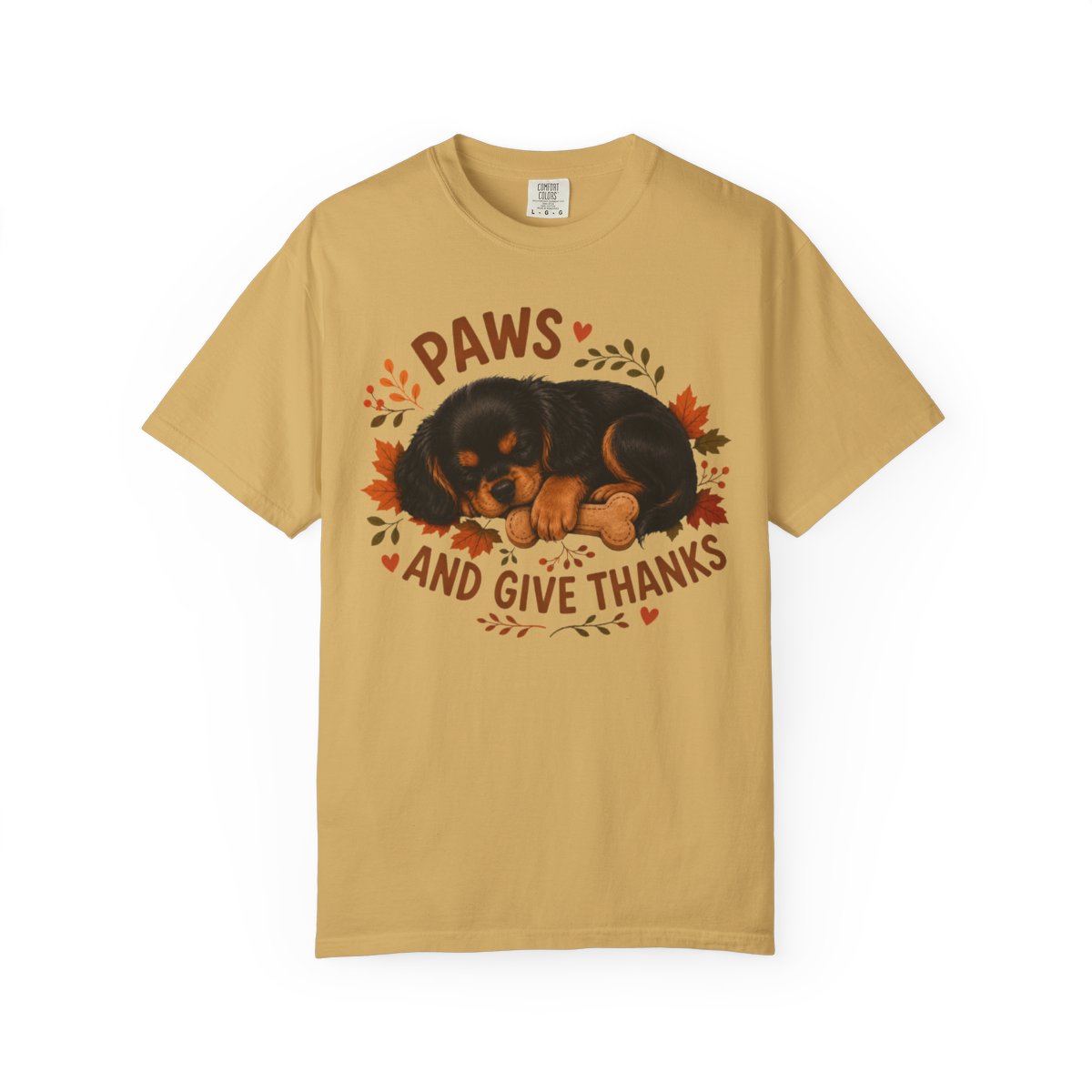 Black and Tan Cavalier Thanksgiving Shirt, Paws Give Thanks Tee, Fall Dog Lover Gift