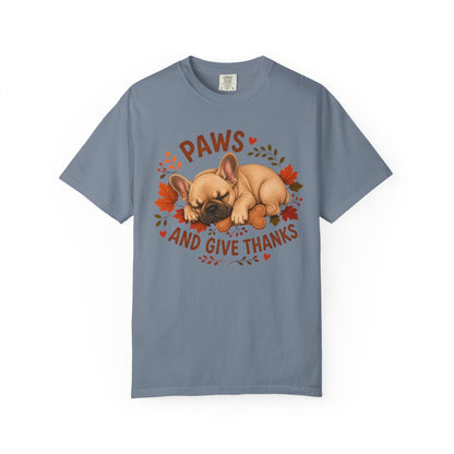 French Bulldog Thanksgiving Shirt, Paws Give Thanks Tee, Fall Frenchie Dog Lover Gift